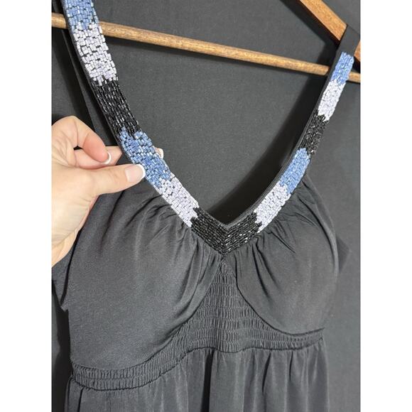 Candie's Midi Dress Black with Beaded Halter Style Front- Retro Y2K- Size Small - Picture 8 of 9